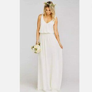 Show Me Your Mumu Kendall Sleeveless V-Neck Maxi Dress Wedding Cake Chiffon NWT